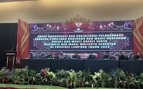 KPU Provinsi Lampung Menggelar Rapat Koordinasi dan Sosialisasi Menjelang Pelaksanaan Tahapan Pilkada Serentak 2024 di Provinsi Lampung