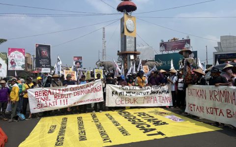 Serikat Petani Lampung Bersama LBH Bandar Lampung Gelar Unjuk Rasa di Tugu Adipura Terkait Hak Tanah Garapan