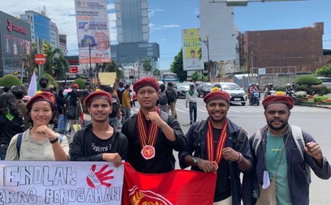 PMKRI Lampung Bersama Aliansi Mahasiswa Peduli Lingkungan Sebut Tanah Papua Bukan Tanah Kosong